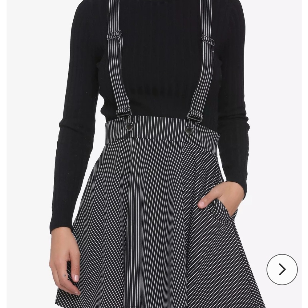 Black and White Striped Suspender Skirt